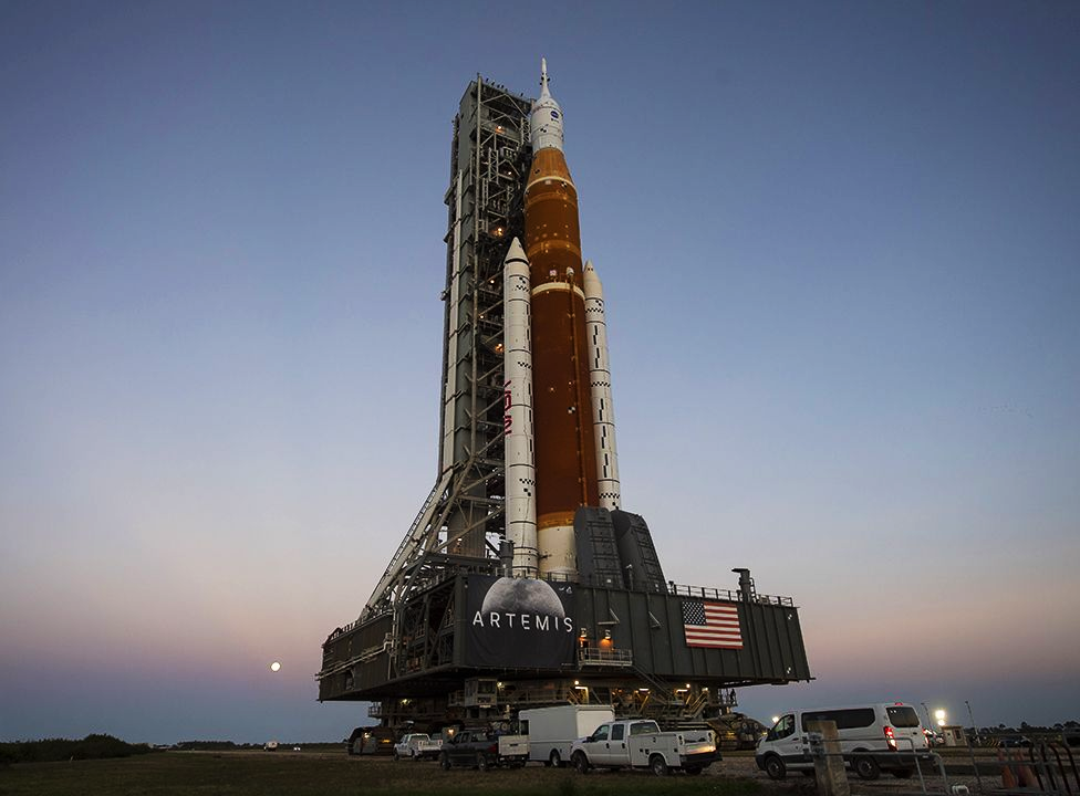 SPACE LAUNCH SYSTEM: To carry Orion and other deep space exploration 
				payloads off the Earth, NASA requires the prodigious lift capability of SLS. 
				Credit: NASA.