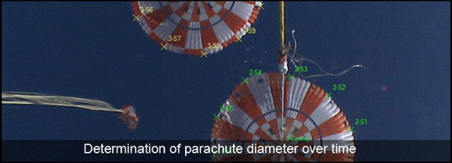 Improved Analysis through Motion Tracking: (Example 1) Determination of parachute diameter over time. Credit: NASA.