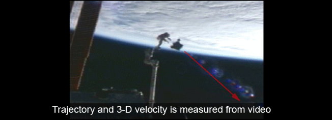 Improved Analysis through Motion Tracking: (Example 2) Trajectory and 3-D velocity is measured from video. Credit: NASA.