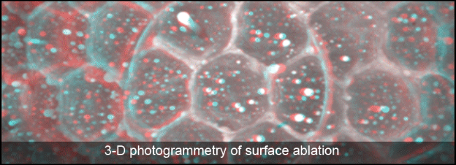 Examples of Photogrammetry Applications: Example 2 - 3-D photogrammetry of surface ablation. Credit: NASA.