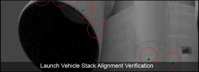 Examples of Photogrammetry Applications: Example 3 - Launch vehicle stack alignment verification. Credit: NASA.