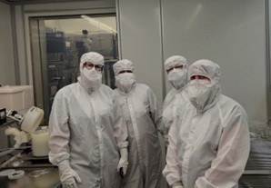 The Astromaterials Curator Jemma Davidson, Genesis Curator Alissa Madera, former ARES Division Chief Eileen Stansbery, and Curation Deputy Shavonne Morin in the Genesis Cleaning Laboratory, Summer 2025.