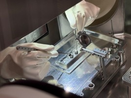 Aggregate sample A0217 in the process of being subdivided