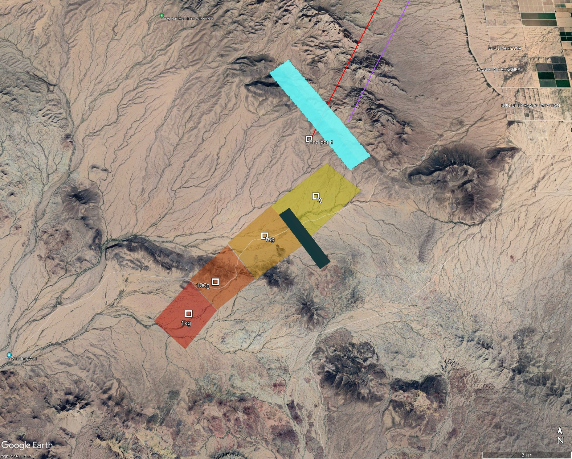 Strewn field calculated from MEO/GMN terminus site.