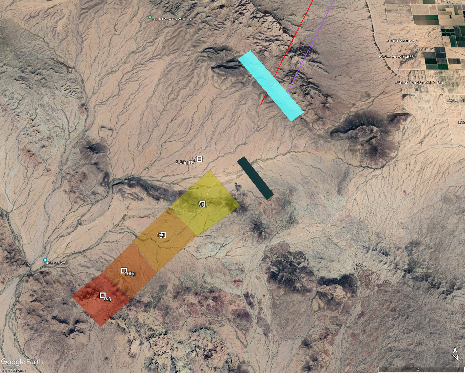 Strewn field calculated from radar signature.