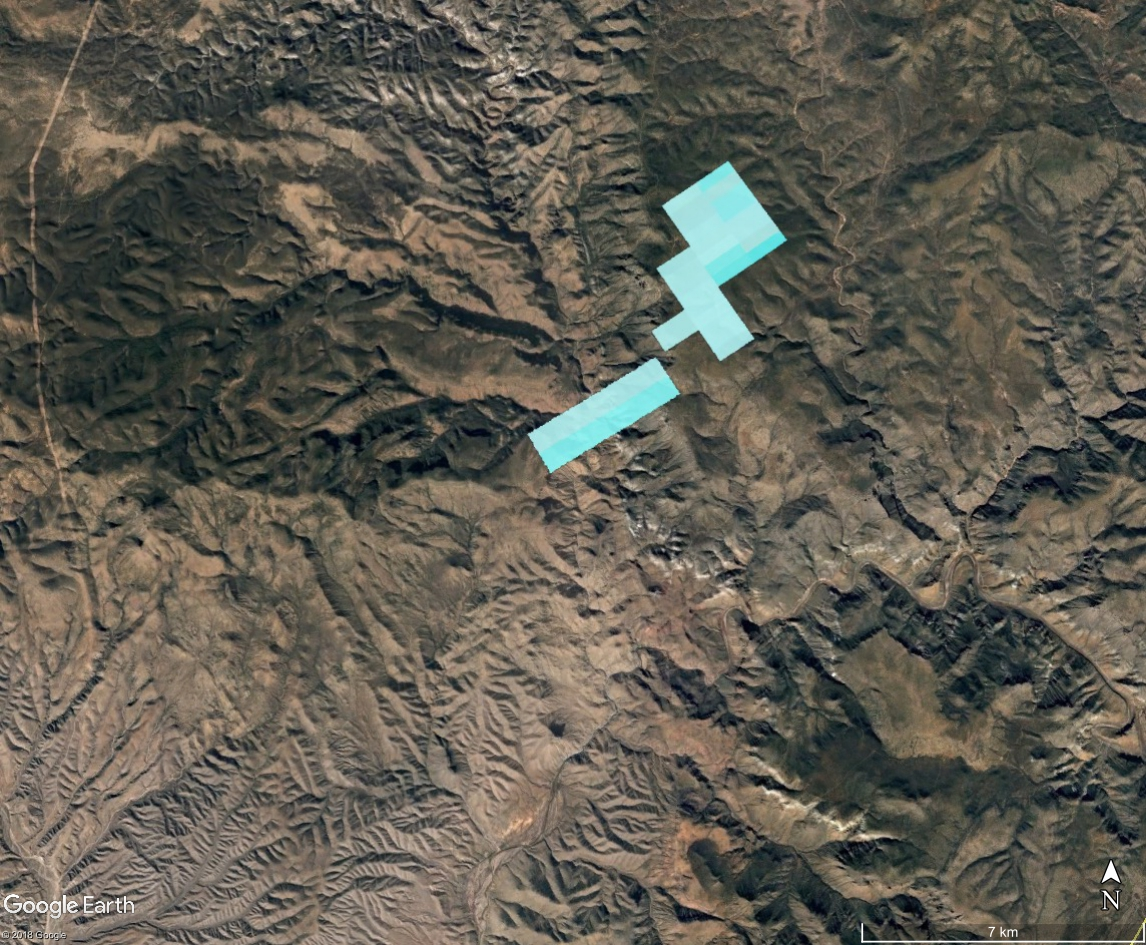 This composite image shows all the radar signatures from falling meteorites as blue/gray polygons. The radar data from this event are deceptively weak for what was actually a sizable meteorite fall.
