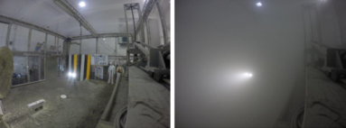 KSC regolith test bed clear and lofted dust conditions